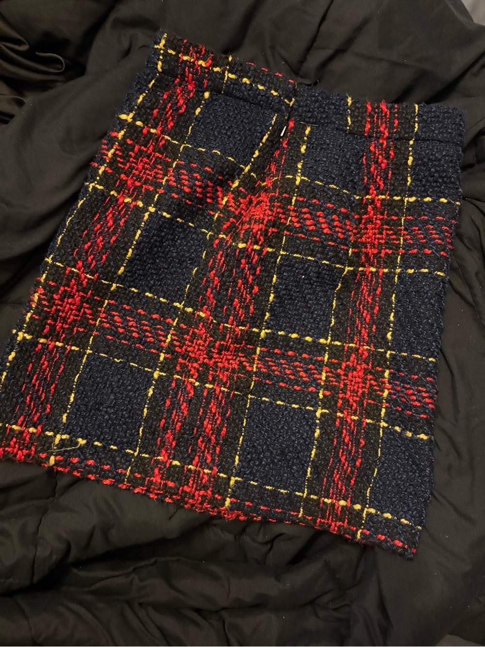 Halogen Plaid Tweed Mini Skirt - Red & Yellow Accents